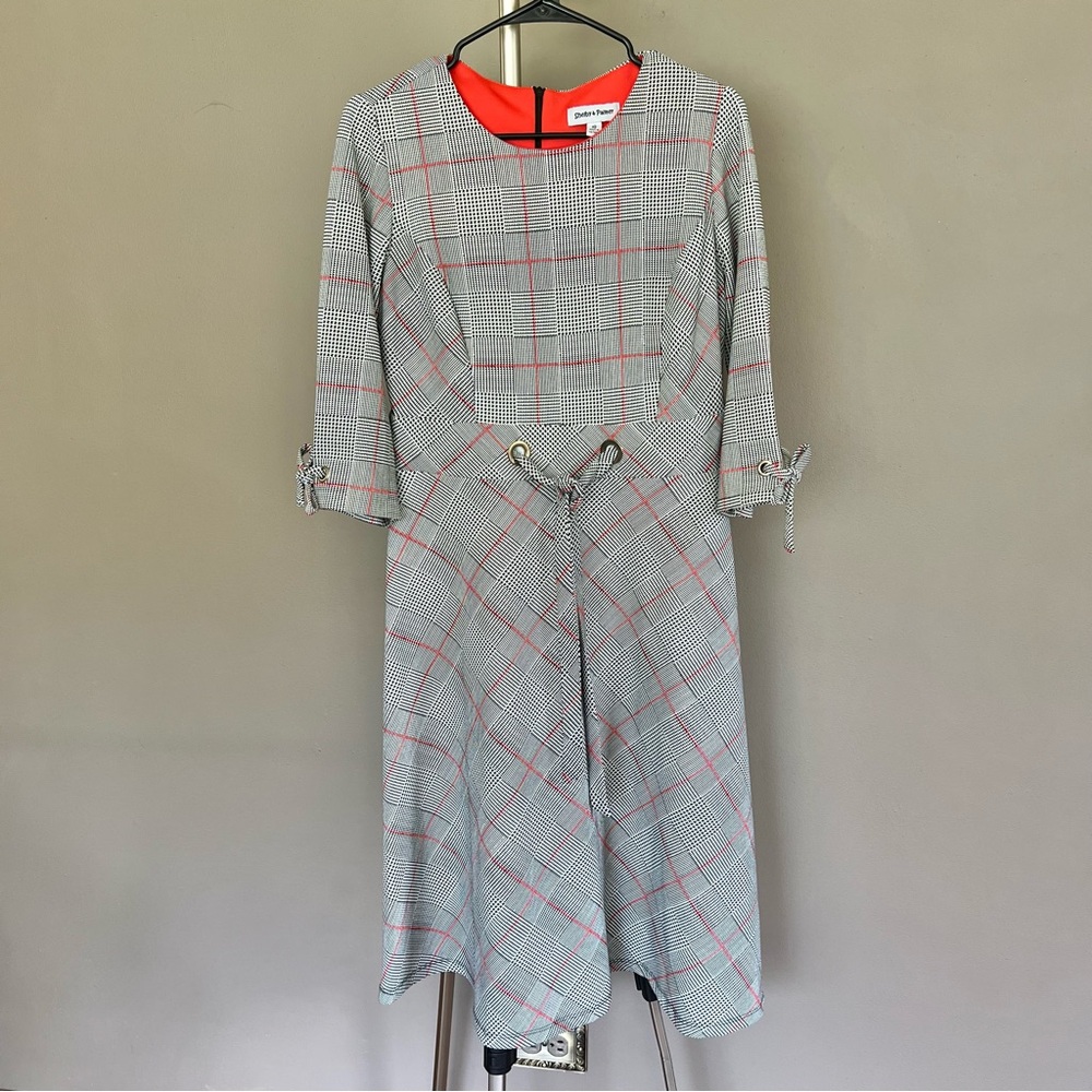 Black, White and Orange Patterned Dress